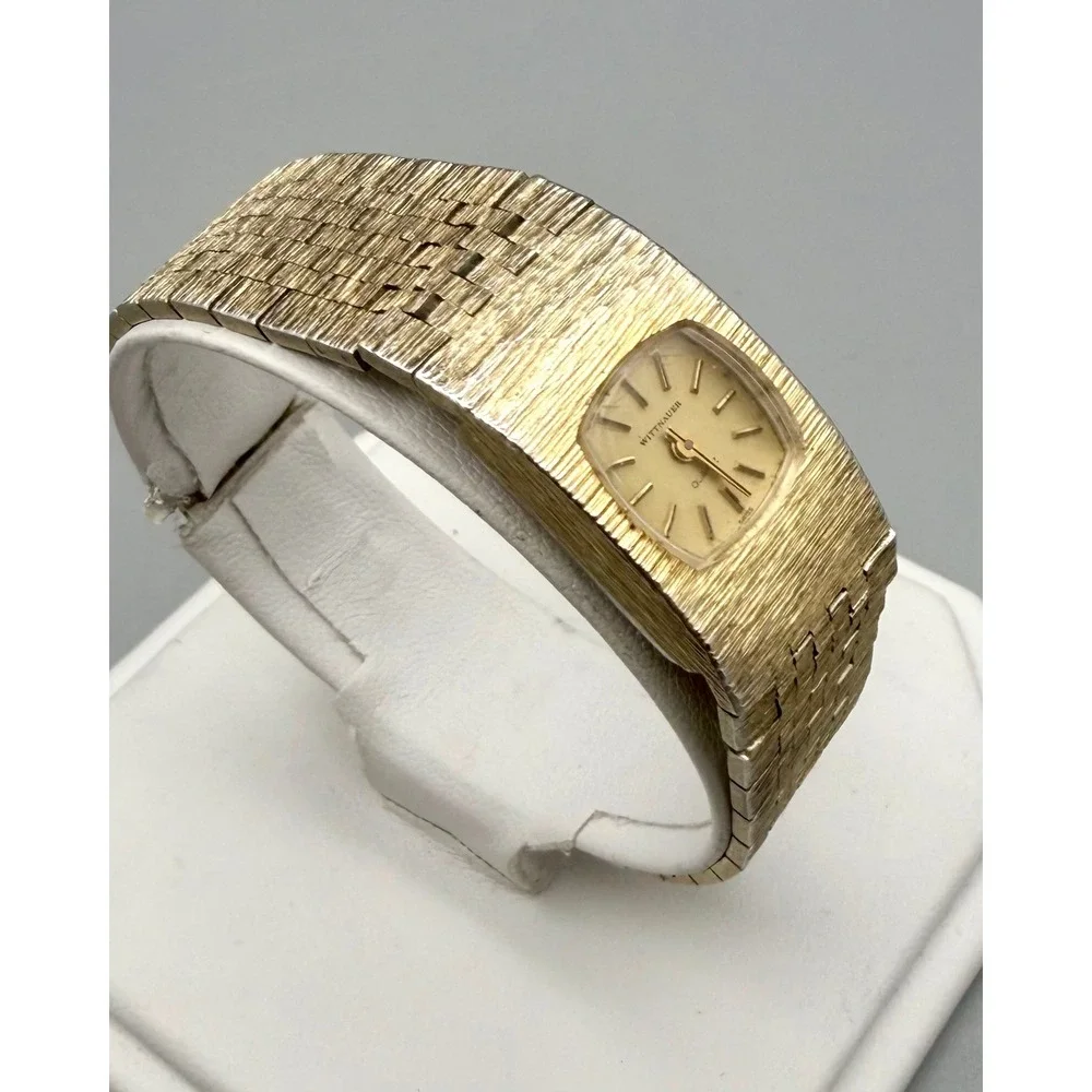 Vintage Wittnauer Ladies Gold Tone Bracelet Watch Swiss 5 Jewel Workin